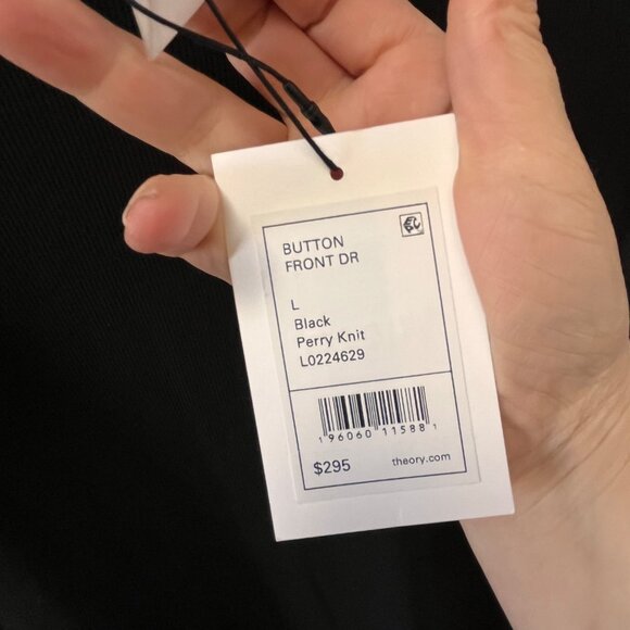 NEW Theory Womens Black Button Front Perry Knit Midi Dress L - Picture 4 of 6